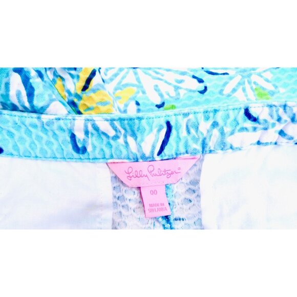 NEW! Lilly Pulitzer Breakwater Daisy Dance Adie Shorts Blue SZ 00 - Picture 10 of 11